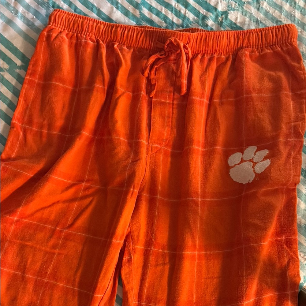 Clemson Orange Pajama Pants with Paw Print